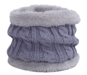 Scaldacollo invernale in maglia per bambini, morbida sciarpa in pile spesso grigia scuro.
