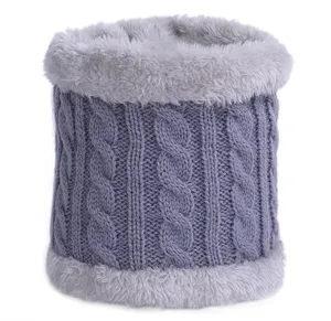 Bambini inverno lavorato a maglia pile scaldacollo sciarpa spesso morbido colletto grigio