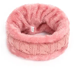 Sciarpa Tubolare in Maglia Peluche Invernale Collo Caldo Spesso per Bambino Rosa