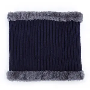 Winter knitted neck warmer snood fleece lined fleece thermal scarf for men cold weather