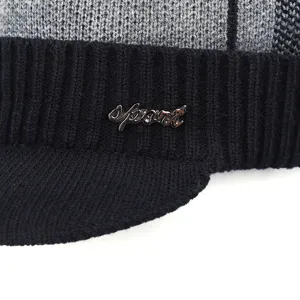 Bonnet de baseball tricot d'hiver chaud avec visiere pour hommes et femmes mode.
