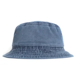 Classic washed denim bucket hat for adults, casual streetwear style sun protection basin cap.