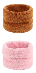 Tour de cou polaire d'hiver doux et moelleux écharpe en peluche chaude détail rose marron