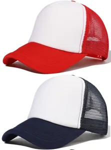 Classic solid color trucker hat with breathable mesh back, adjustable snapback design for daily wear.