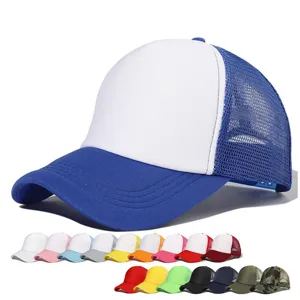 Casquette Trucker Unisexe Décontractée en Acrylique Maille Respirante Casquette de Baseball Couleur Unie Patchwork Visière Courbée Pare-Soleil Sports de Plein Air