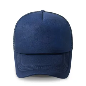 Solid dark blue trucker cap mesh snapback hat blank foam front baseball cap for men women