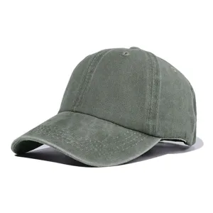 Washed distressed solid color plain baseball cap for sun protection, comfortable cotton fabric.