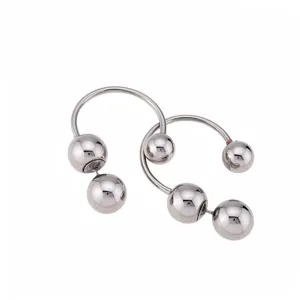 Κομψό μινιμαλιστικό ασημένιο κόσμημα piercing πετάλου με γυαλισμένες μεταλλικές μπάλες