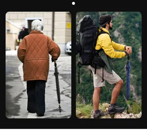Ombrello bastone da trekking all'aperto, ombrello stampella regolabile per escursionismo.