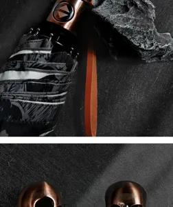 Automatischer Faltschirm mit Totenkopf Griff, winddichter Regenschirm im dunklen Design für Alltag.