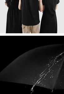 Details tonen de extra grote golfparaplu dekking en de waterdichte stof prestaties.