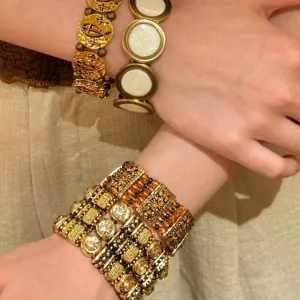 Vintage Gold Elastisch Armband Statement Bohemien Metall Armreif Gotisch Schmuck Damen