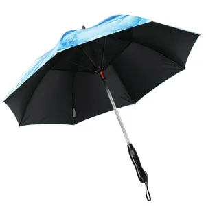 Creative Spray Fan Umbrella Anti UV Black Coating Sunshade Long Handle Umbrella With Built In Electric Fan Misting System For Adults Outdoor Cooling