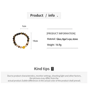 Vintage tiger eye stone beaded bracelet retro style elegant chic hand jewelry for women