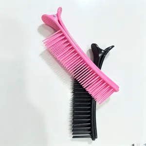 Kunststoff Haarteiler Kamm Set Salon Sektion Styling Werkzeug Rosa Schwarz 2 Stk