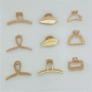 Conjunto de 9 pinzas de pelo de metal dorado, elegantes pinzas geométricas para mujeres.