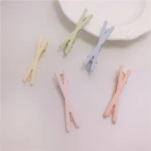 X-shaped duckbill hair clips set, colorful matte finish side bangs hair accessories 4.5cm.