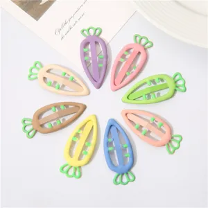 Korean Style Matte Candy Color Carrot Hair Clips For Kids Fresh Sweet Metal Baked Paint Duckbill刘海夹 Girls Accessories