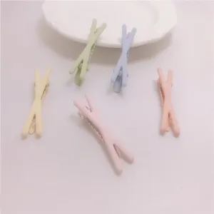 Cute X-shaped hair clips colorful pastel duckbill clips for cute kids daily hair styling accessories