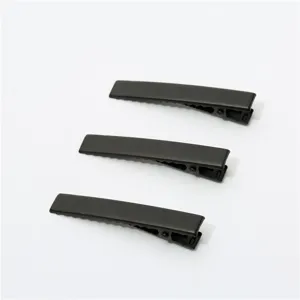 Simple black matte metal hair clips, durable alligator duckbill clips for daily styling.