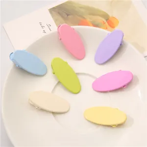 Set de pinzas para el cabello de metal estilo pato de colores, horquillas ovaladas minimalistas lindas.