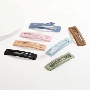 7cm matte square snap hair clips colorful metal hair accessories for kids and daily styling
