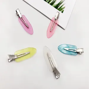 Candy color glitter hair clips seamless duckbill clips for makeup bang styling set of 5