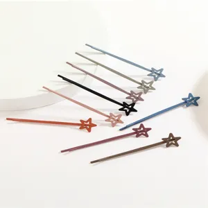 Colorful metal star hair clips set, matte finish bobby pins for sweet daily styling details.