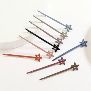 Colorful metal star hair clips set, cute bobby pins for kids daily styling and hair decoration.