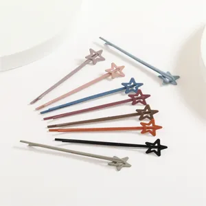 Colorful matte metal star hair clips set cute bobby pins for kids daily hair styling accessories