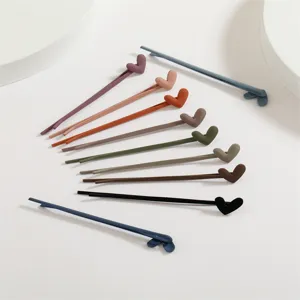 Colorful heart shaped bobby pins matte paint hair clips sweet hair accessories for women girls