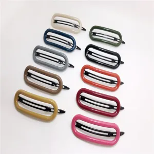 Colorful oval hair clips set, minimalist Korean style hair barrettes for daily styling and women.
