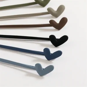 Matte finish heart bobby pins set, colorful cute hair clips for girls daily styling.