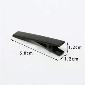 Black metal duckbill hair clip, simple solid color hair accessory for daily styling use.