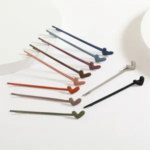 Colorful heart bobby pins 7cm matte finish hair clips cute side fringe clips for kids