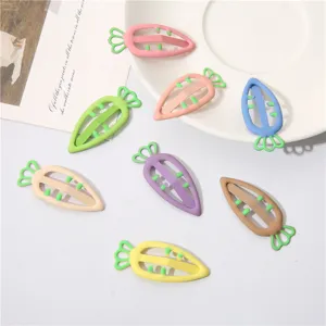 Colorful carrot hair clips for kids, cute candy color duckbill clips, seamless styling hair accessories.