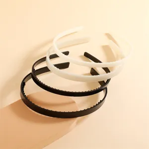 Simple plastic teeth headbands in black and white, anti-slip hair hoops for daily hair styling.