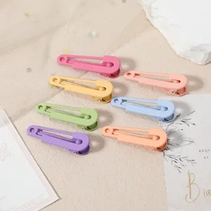 Macaron color metal duckbill hair clips cute geometric clips for kids hair accessories