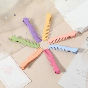 Colorful macaron metal duckbill hair clips for women and girls, cute styling fringe hair accessories.