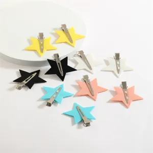 Colorful star hair clips set, cute pentagram bangs clips for kids and daily styling.