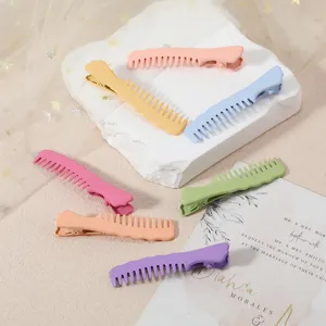 Colorful macaron metal duckbill hair clips comb design cute bang clips hair accessories
