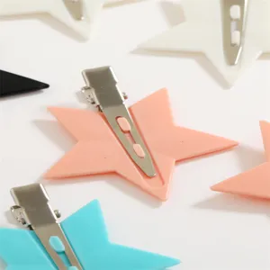 Pastel star hair clips cute duckbill clips for girls children bangs styling accessories