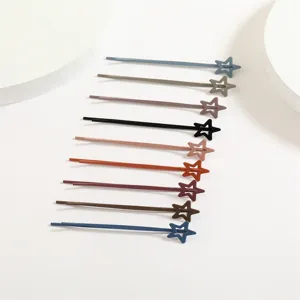 Star hairpin detail showing colorful metal styling hair clips for daily girls hair decoration