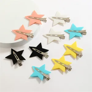 Sweet Star Hair Clips For Kids Resin Seamless No Trace Bang Clips Plastic Star Hair Barrettes Cute Hair Accessories For Girls