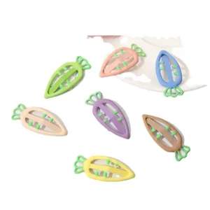 Candy color carrot hair clips, 5cm matte finish snap hair clips for bangs and broken hair styling.