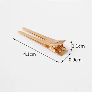 Gouden metalen dubbele t Eendebek haarspeld accessoire, gedetailleerde weergave lengte.