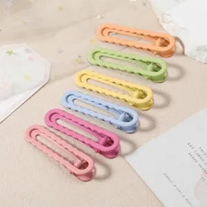 Macaron color metal duckbill hair clips set, matte surface bangs clips for daily styling.