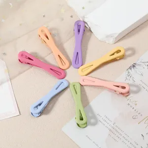 Macaron metal duckbill hair clips set, cute bangs clips for daily styling & DIY accessories.