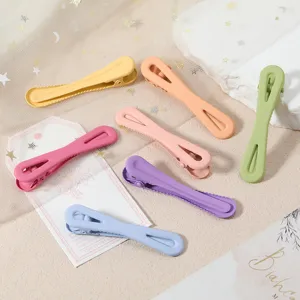 Colorful macaron metal duckbill clips, soft touch paint bangs hairpins DIY accessories.