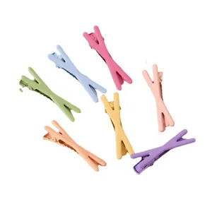 Colorful macaron metal duckbill hair clips set, smooth matte lacquer finish for cute styling.